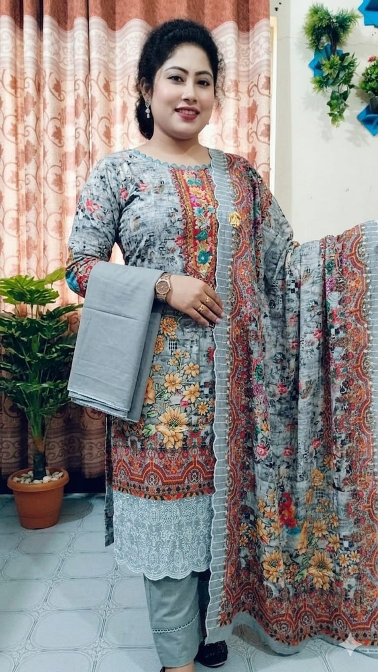 প্রিমিয়াম কটন ফুল বডি এমব্রয়ডারি ডিজিটাল প্রিন্ট থ্রি-পিস 03